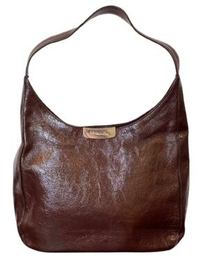 Valentino Rudy Glazed Dark Brown Leather Hobo Bag - Some Wear
